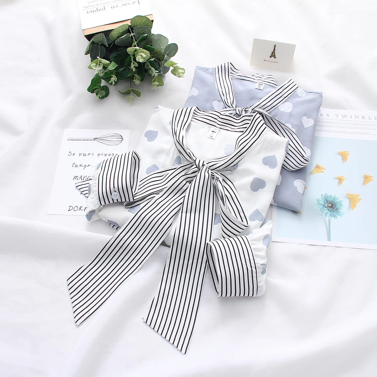 Весенние женские рубашки с длинным рукавом и бантом v-образным вырезом