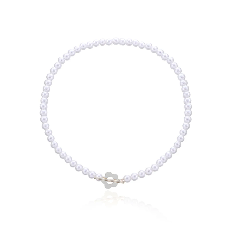 

Fashion Luxury White Pearl Bead Chain Simplee Choker Necklace for Women Flower Collar Necklaces Jewelry Birthday Gifts