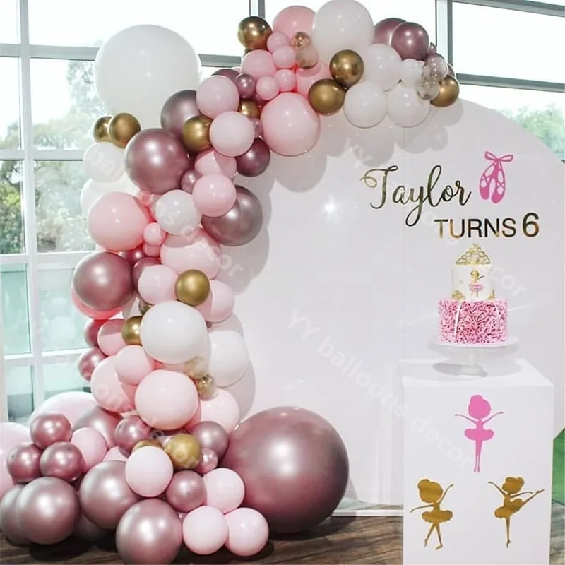 

114pcs Chrome Rose Gold Balloon Garland Arch Kit Pastel Pink White Helium Latex Balloons for Birthday Wedding Baby Shower Party