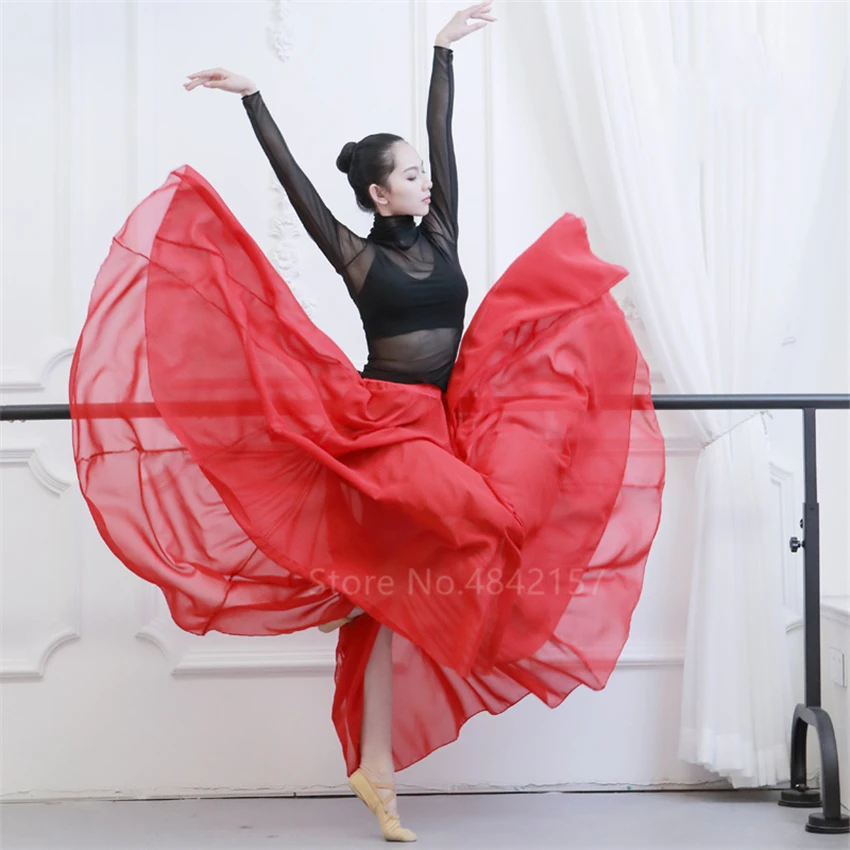 Элегантная женская юбка для танцев фламенко однотонная шифоновая Прозрачная