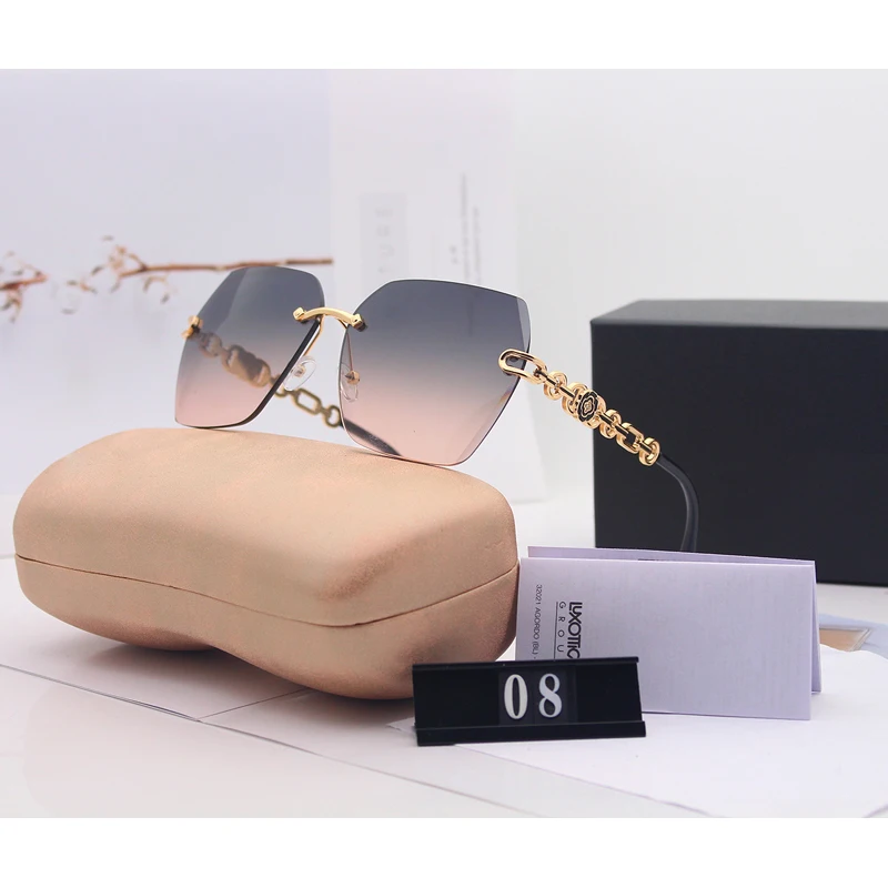 2020 New Rimless Sunglasses Women Luxury Brand Designer Oversize Gradient Sun Glasses Fashion Female Clear Shades Oculos de sol |