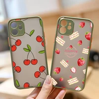strawberry cherry cartoon phone case matte transparent for iphone 11 12 13 6 s 7 8 plus mini x xs xr pro max cover
