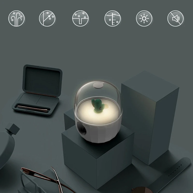 

Cute Cartoon Household Air Humidifier Transparent Half Cover Spray Portable USB Rechargeable Wireless Ultrasonic Aroma Air