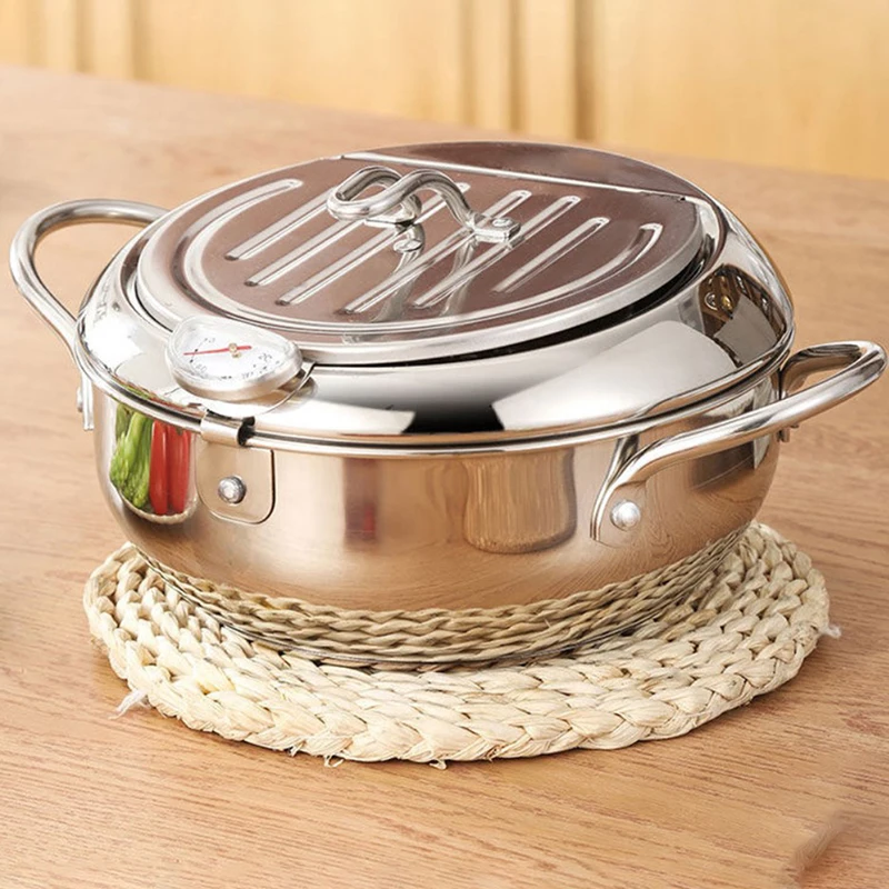 Японская глубокая сковорода с термометром и крышкой 2020 новая кухонная для жарки