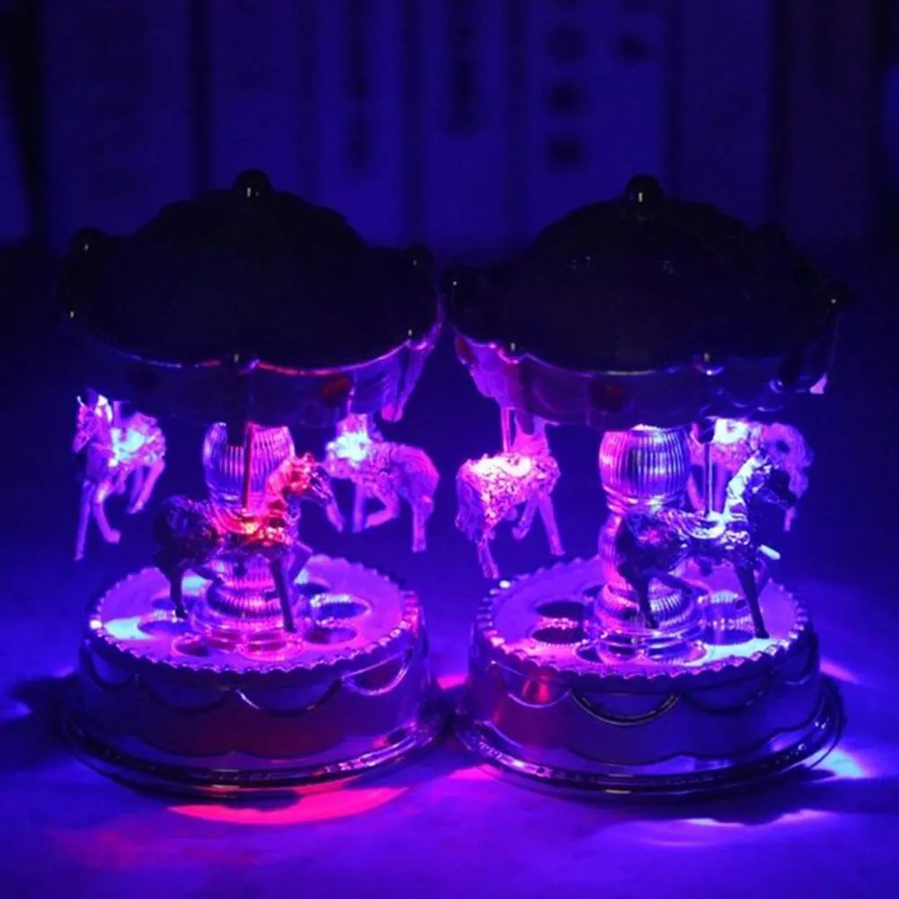 Horse Carousel Music Box Toy Light Clockwork Musical Boxes Gifts Vintage | Дом и сад