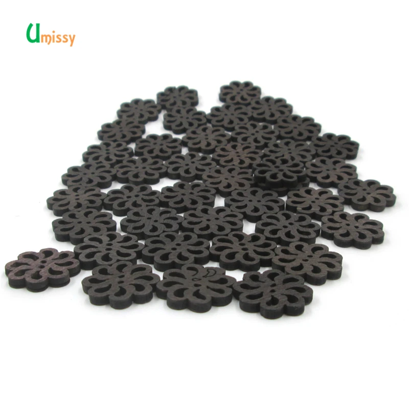 40 шт. деревянные пуговицы 2 отверстия с плоским основанием цветок ручная работа