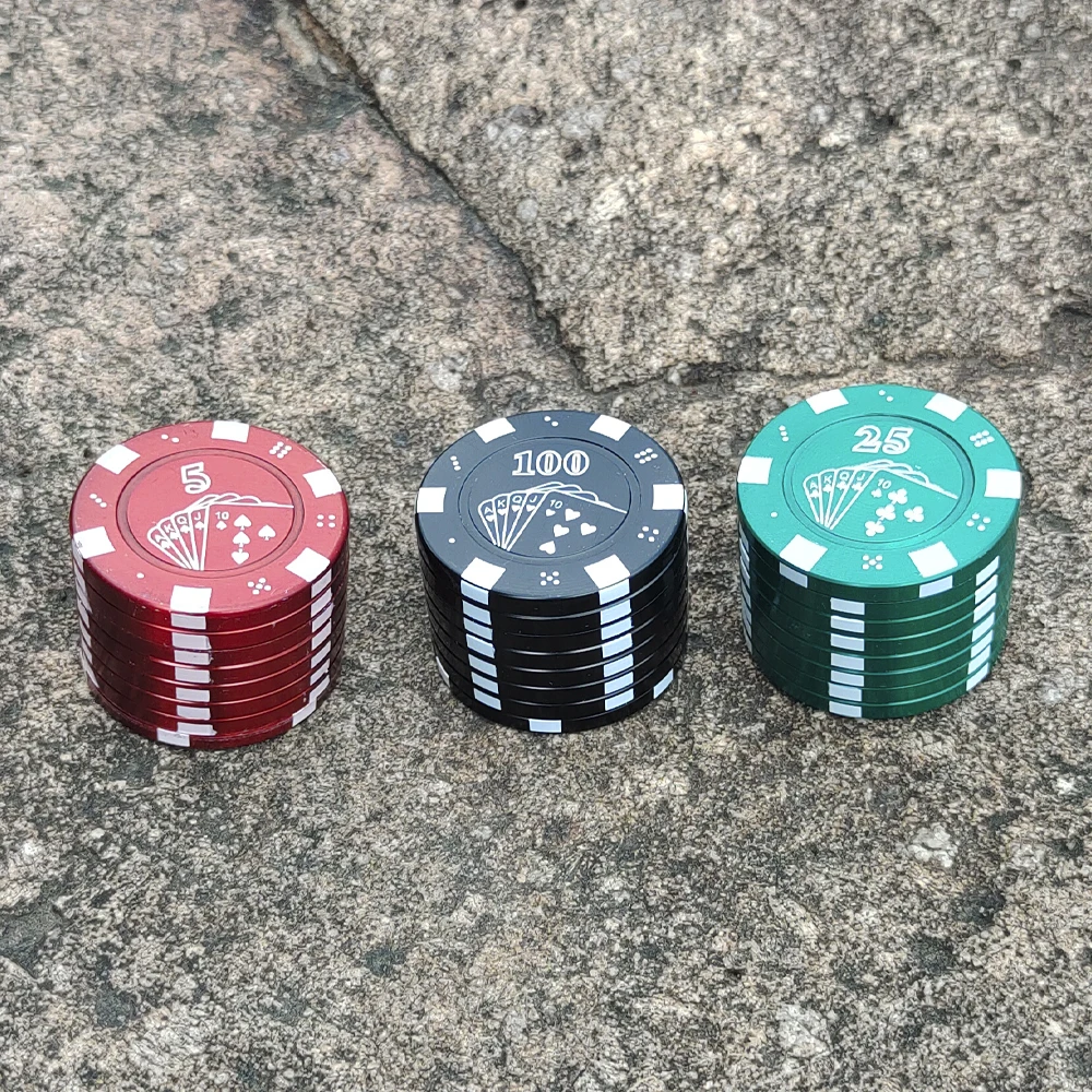 Poker Chip Herb Grinder 42 мм 3 слоя цинковый сплав металла специй измельчитель табака