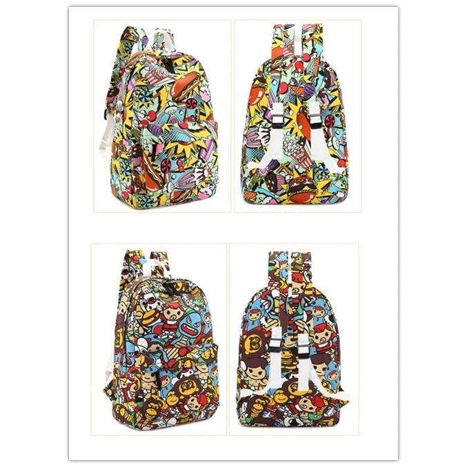 Женские рюкзаки с рисунком Симпсонов холщовые школьные сумки для