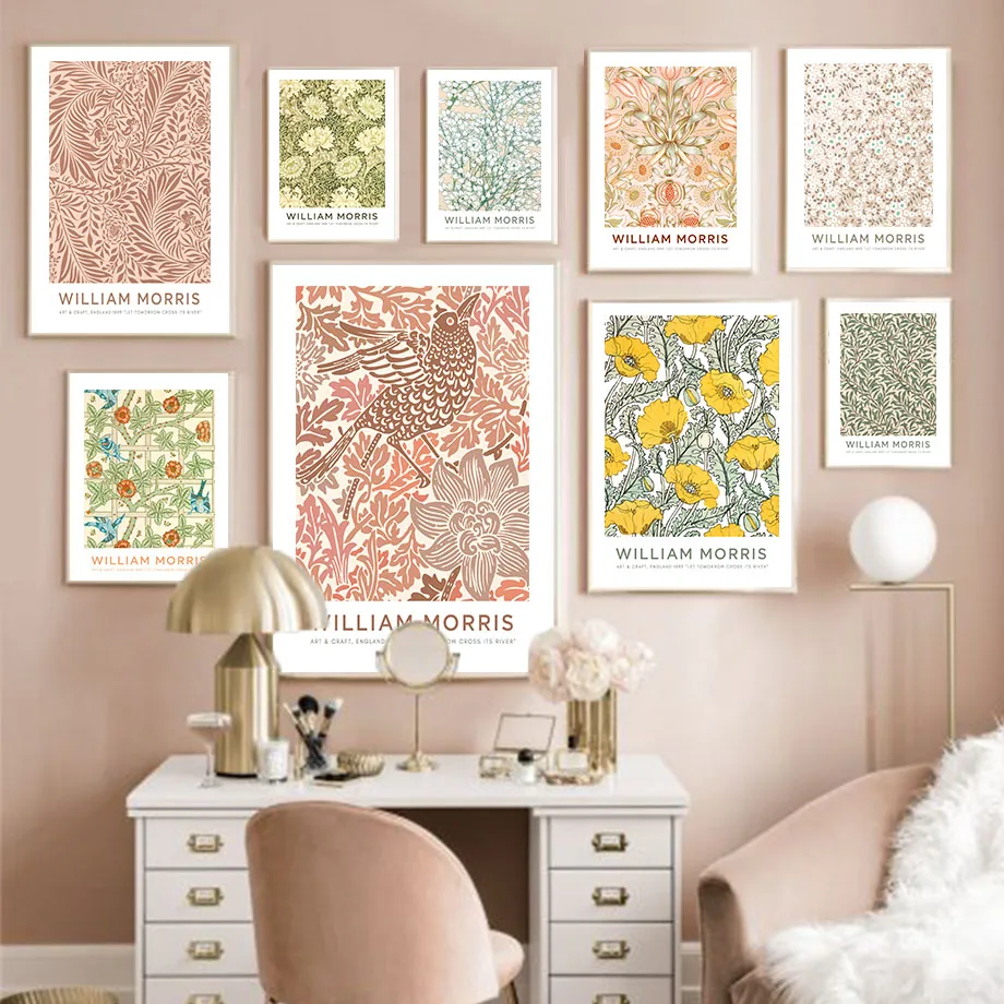 

Настенная картина с изображением листьев Морриса, цветов, растений