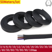 50m black pet braided sleeving diameter 1100mm insulated cable data line protection wire cable flame retardant nylon tube
