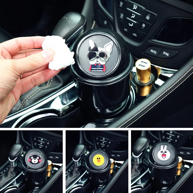 

Creative car with small garbage can love multi-functional storage bin car door slot water cup rack garbage storage