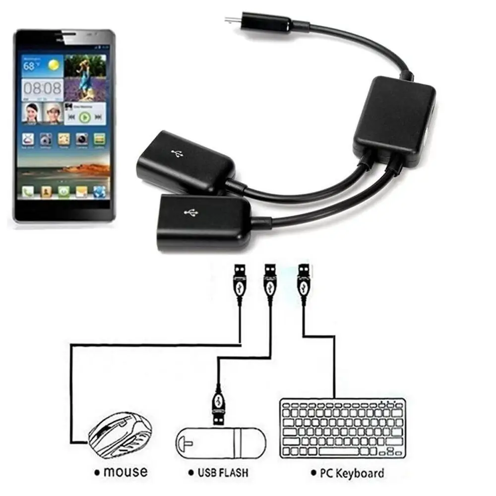 Прямая поставка 2в1 микро USB двойной хост OTG зарядный концентратор сплиттер