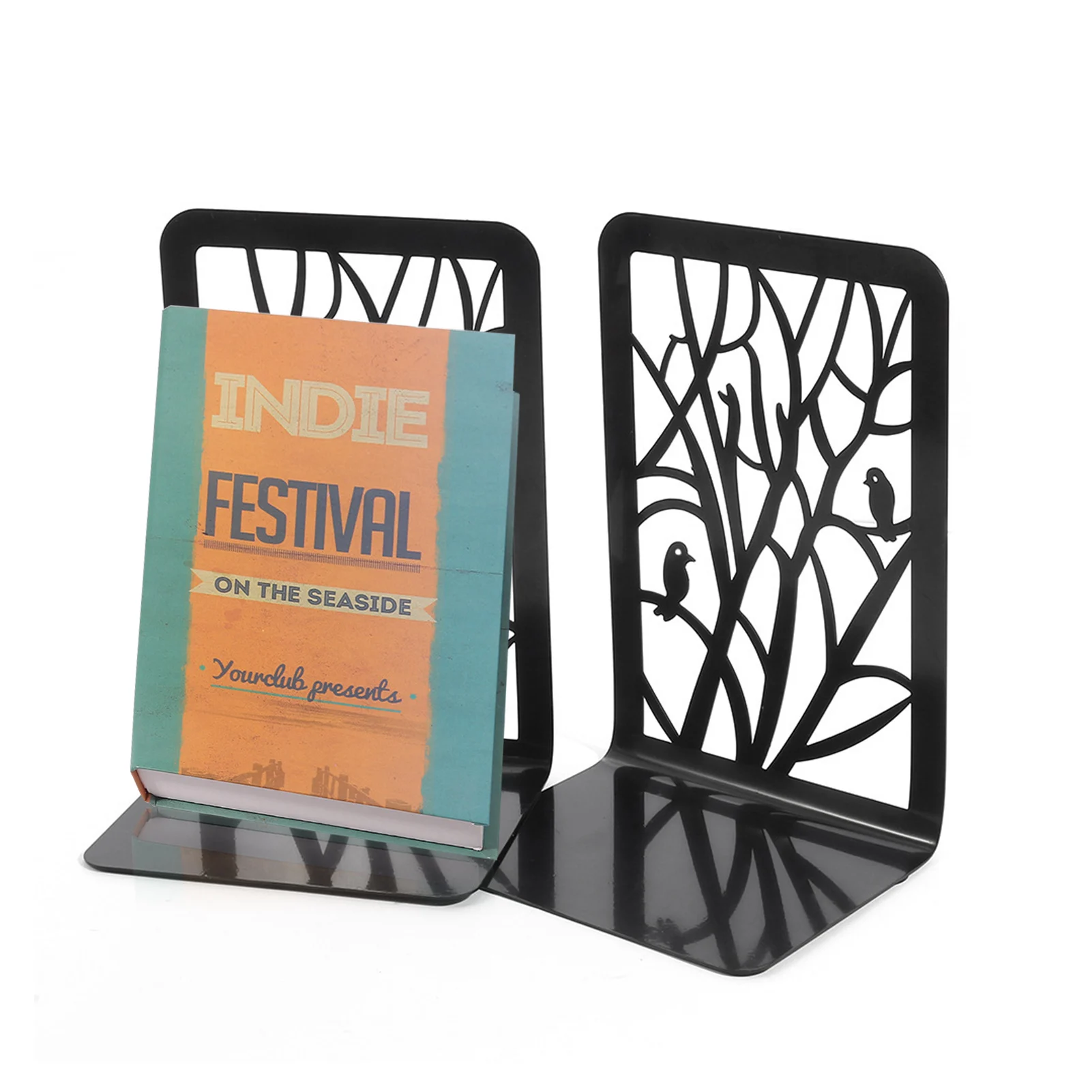 

1 Pair Metal Mesh Desk Book Ends Organizer Desktop Bookends Office School Stationery 3 Patterns Non-Slip Book Storage Rack New