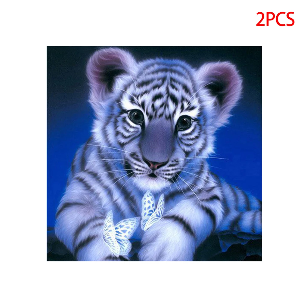 

2 шт. Стразы Вышивка Тигр Бабочка Ручная работа алмазная живопись 5D Сделай Сам кристалл животное вышивка крестиком Смола картина для дома