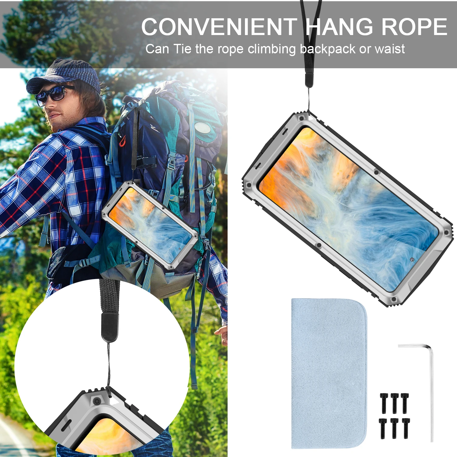 Full Protective Heavy Duty Metal Armor Case For Samsung Galaxy S21 FE S21 Plus S21 Ultra Built-in Bracket Toughened Glass Case