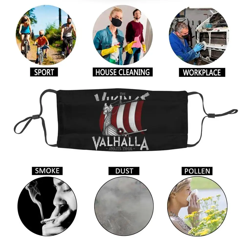 

Vikings are coming Men facemask mask for germ protection washable reusable breathable adjustable cotton sport mouth cover shield