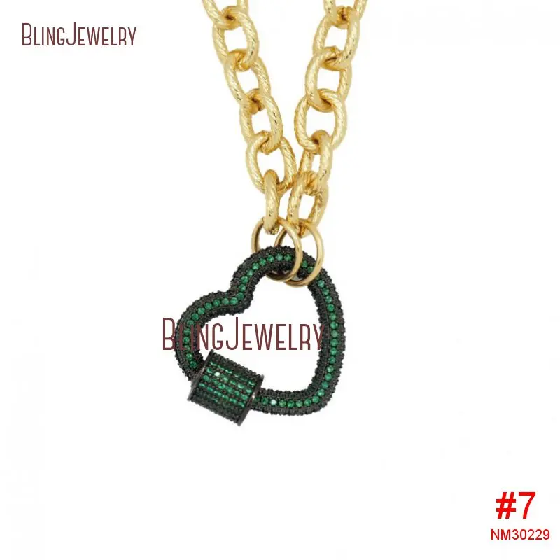 ?? ゴールド充填チェーンチョーカーハートロックネックレススクリュークラスプジュエリーカラビナネックレス NM30236