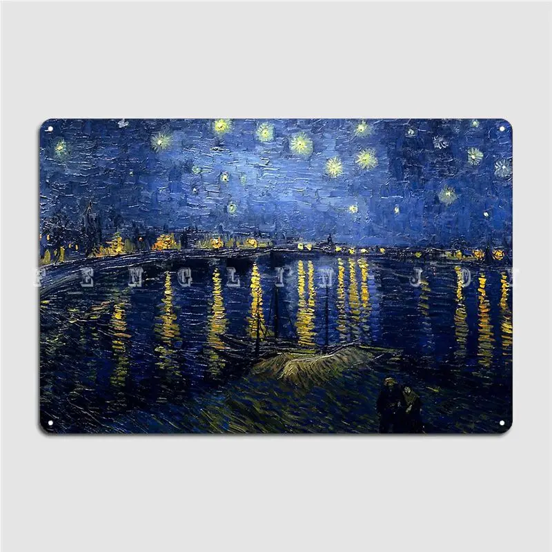 Звездная ночь над Роном от Винсента Ван Гога плакат металлическая табличка