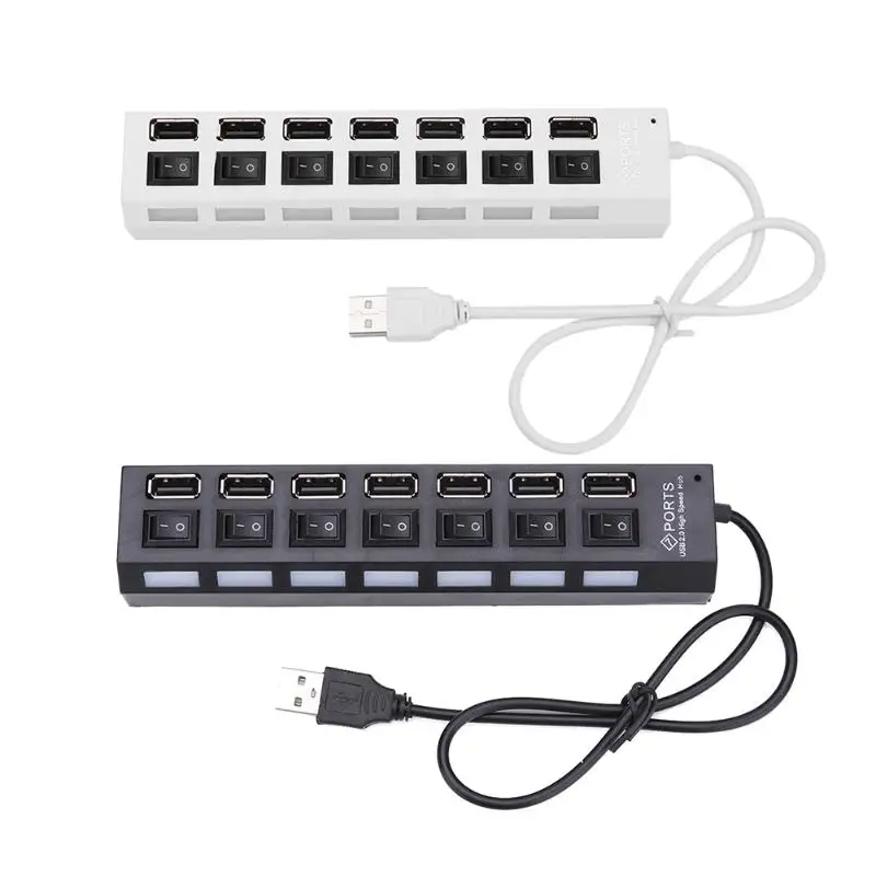

USB Hub 2.0 Multi USB Port 7 Ports Hub With on/off Switch USB High Speed Hab Splitter For PC Computer Accessories