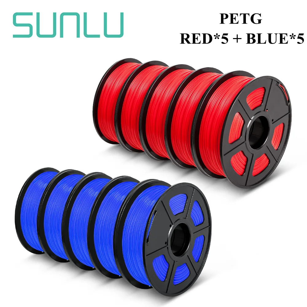 SUNLU PETG Filament 5/10 Rolls 3D Printer filament 5/10kg 1.75mm Diameter Tolerance 0.02mm Eco-friendly High Toughness Material loading=lazy