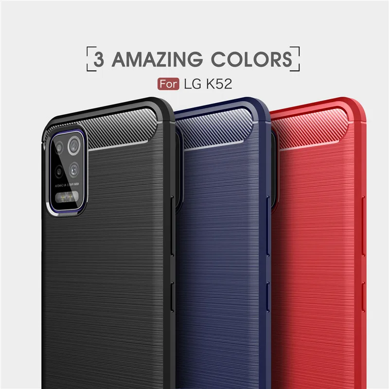 Soft Carbon Fiber Case For LG K52 K42 K92 5G K8 2018 K9 Cover Housings Protective Back Phone Bumper Funda | Мобильные телефоны и