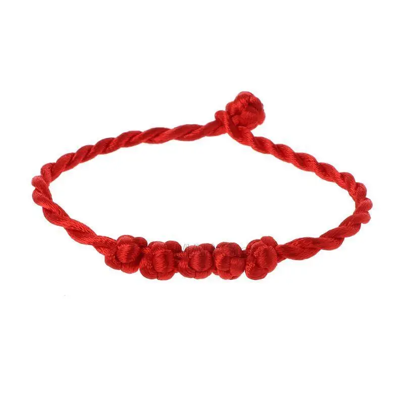 10 штук красных плетеных браслетов на 7 узлов, ручной работы, защитный оберег для удачи, процветания, дружбы и охраны зрения.