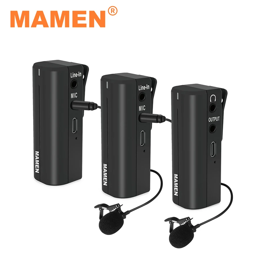 

MAMEN 2.4GHz Wireless Lavalier Recording Microphone Built-in Battery With Transmitter Receiver For Camera Phone VLOG Interview