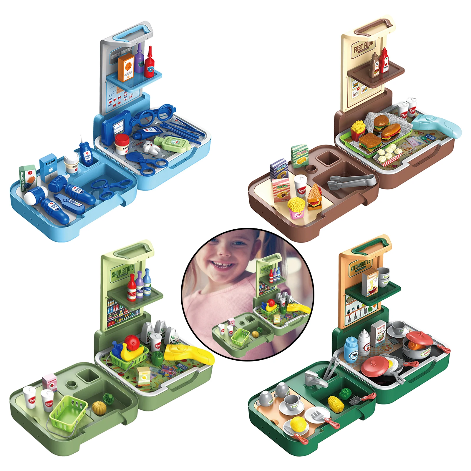 

Ролевые игрушки для домика с рюкзаком, реалистичный детский кухонный игровой набор, набор доктора для дня рождения, классная комната, для де...