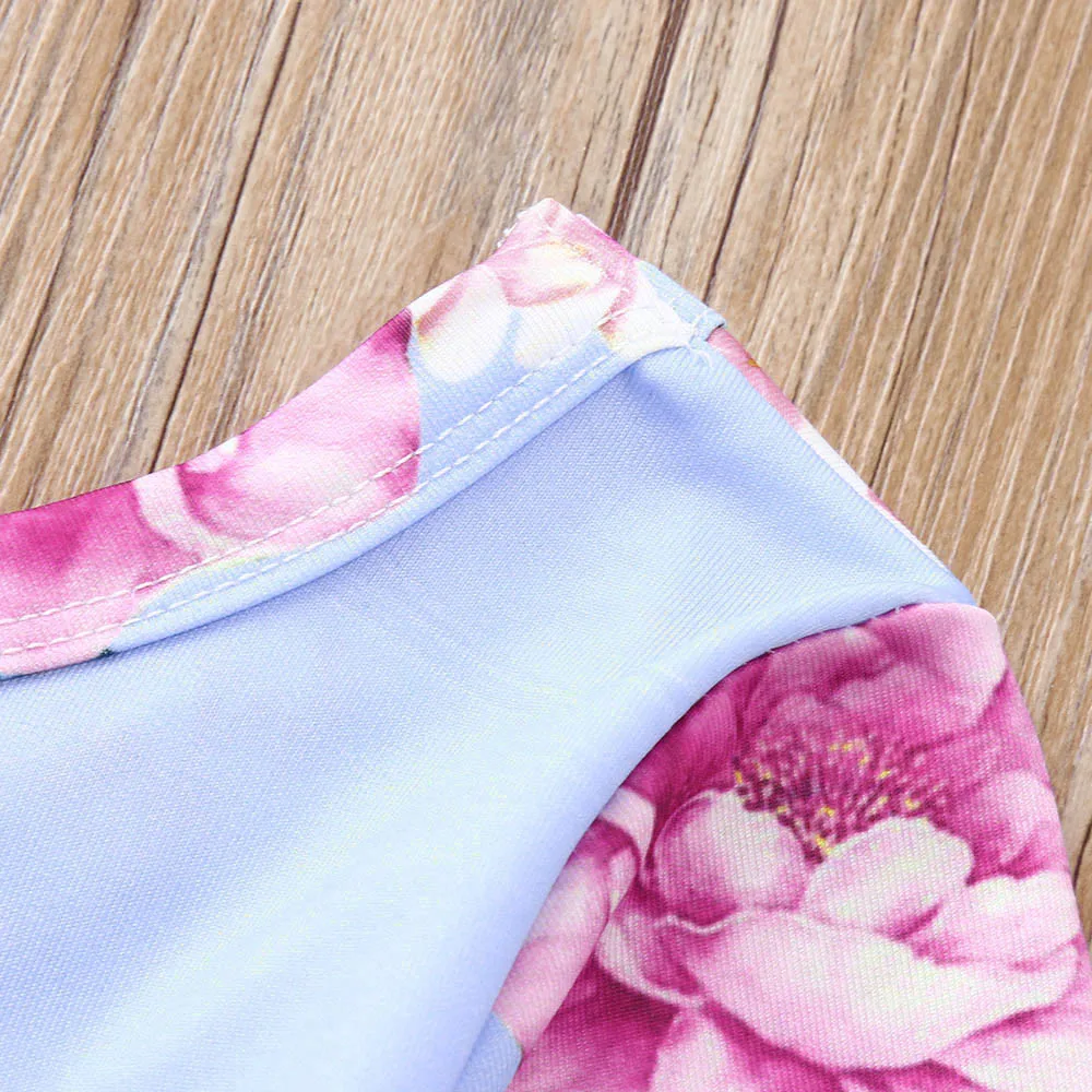 Платье для маленьких девочек топы с длинными рукавами и цветочным принтом