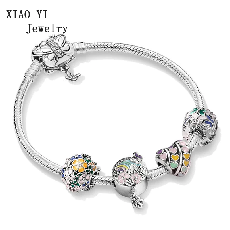 

Браслет XIAOYI ZT0256, 100%, s925, новый весенний, 2019, разноцветные цветы, любовь, Радуга