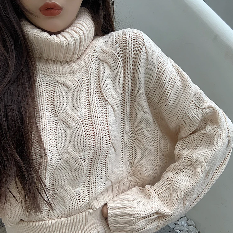 

2020 Autumn Sexy Two Piece Outfits For Women Turtleneck Knitted Pullover Crop Tops + High Waist Mini Bodycon Skirt Suits