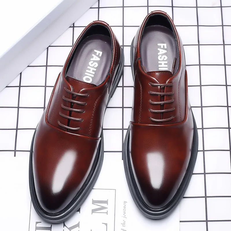 

Spring and summer new business dress shoes men's low-top microfiber pointed toe large size men's shoes