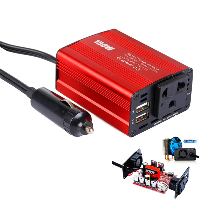 

Автомобильный преобразователь напряжения с 12 В постоянного тока на 220 В переменного тока 150 Вт Inversor 12 в 110 В двойной USB-конвертер адаптер для а...