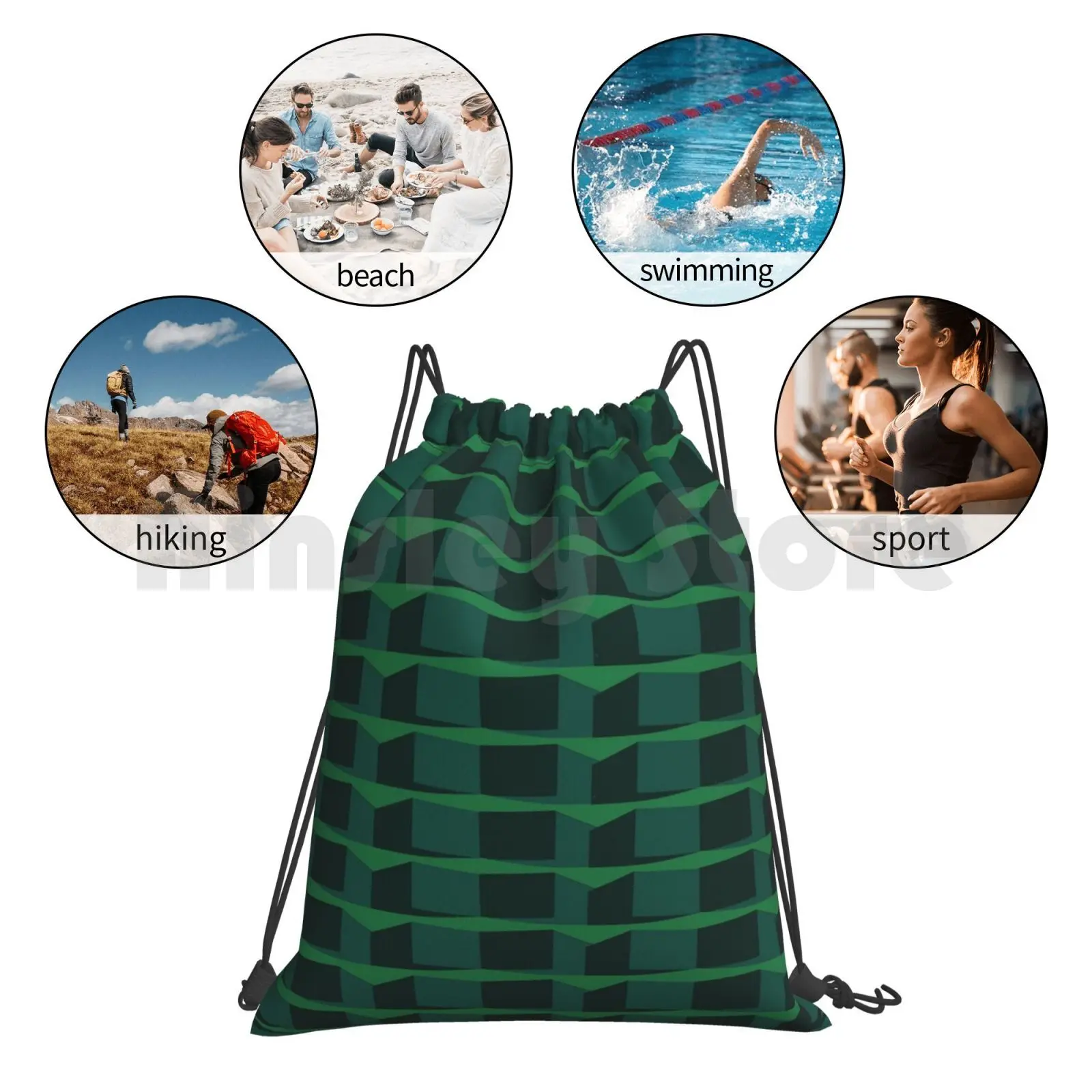 

Patterns #2 Backpack Drawstring Bag Riding Climbing Gym Bag Patterns Geometric Geometric Patterns Greens Blues Artjam