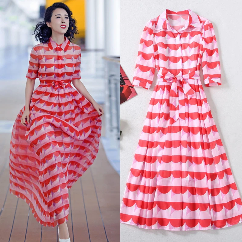 

print red New temperament dress party usually can wear small dress long women