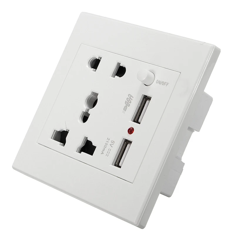 Универсальное настенное зарядное устройство 2100mA 5 В 2 USB-разъема 110-250 переменного
