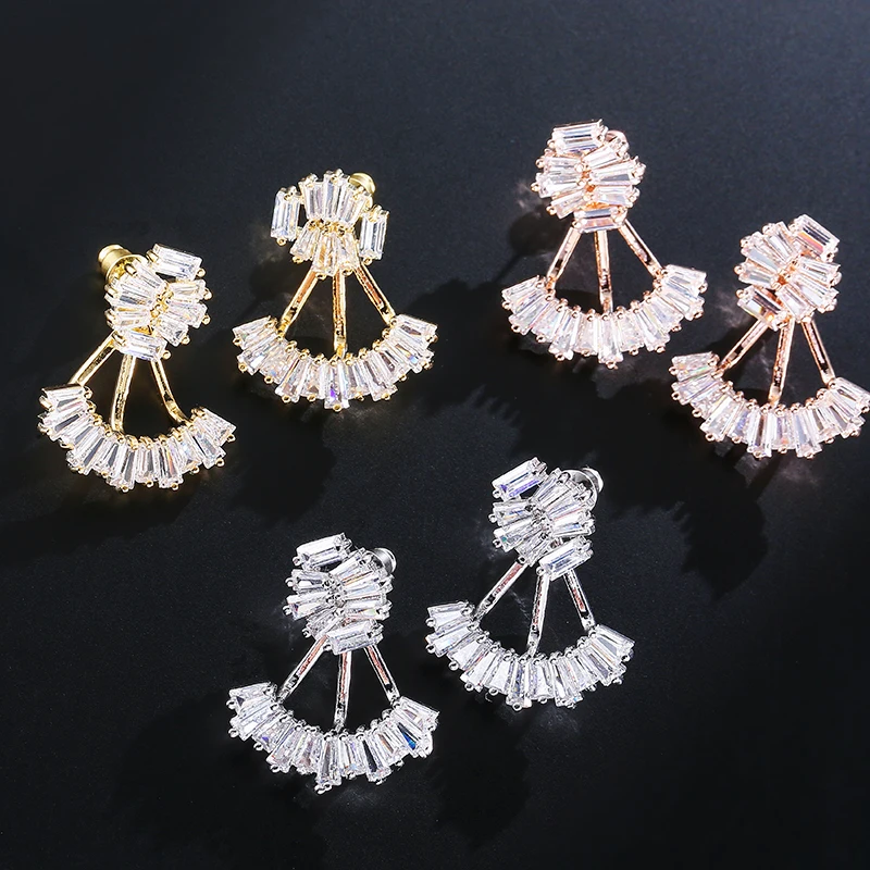 UILZ модные блестящие серьги гвоздики с кубическим цирконием ААА для женщин и