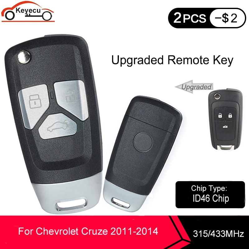 Пульт дистанционного управления KEYECU для Chevrolet Cruze 315 433 2011/2014 МГц|Ключ от авто| |