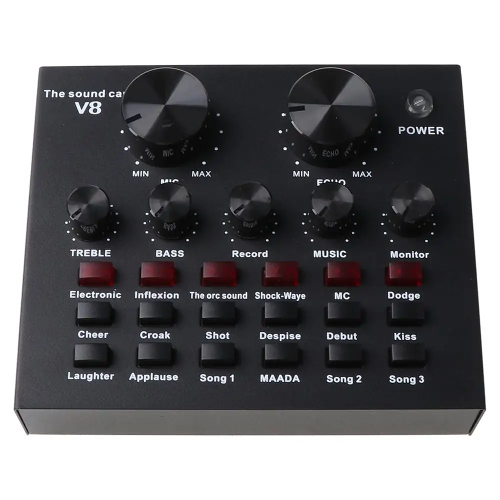 Черная V8 живая звуковая карта несколько смешных звуковых эффектов для телефона