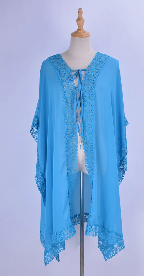 Кружевное прозрачное шифоновое бикини накидка для женщин летнее праздничное