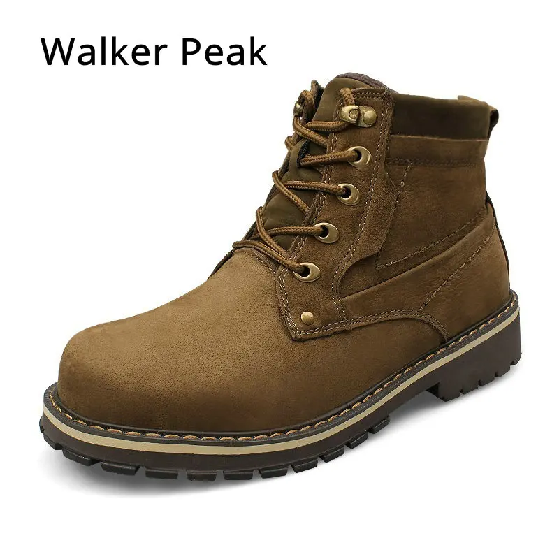 Кожаные ботинки большого размера 49 мужские зимние ручной работы с теплым мехом в