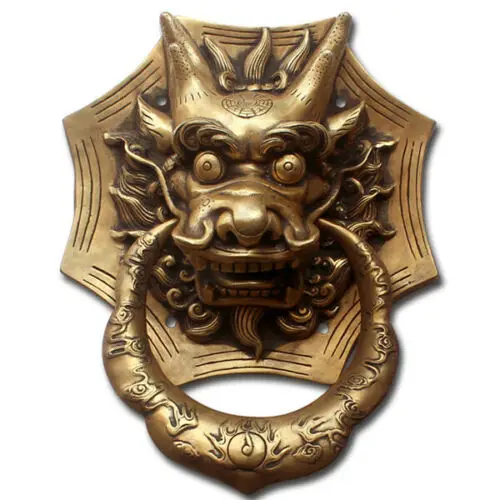 Большой китайский бронзовый дверной замок с головой дракона высотой 27 см |