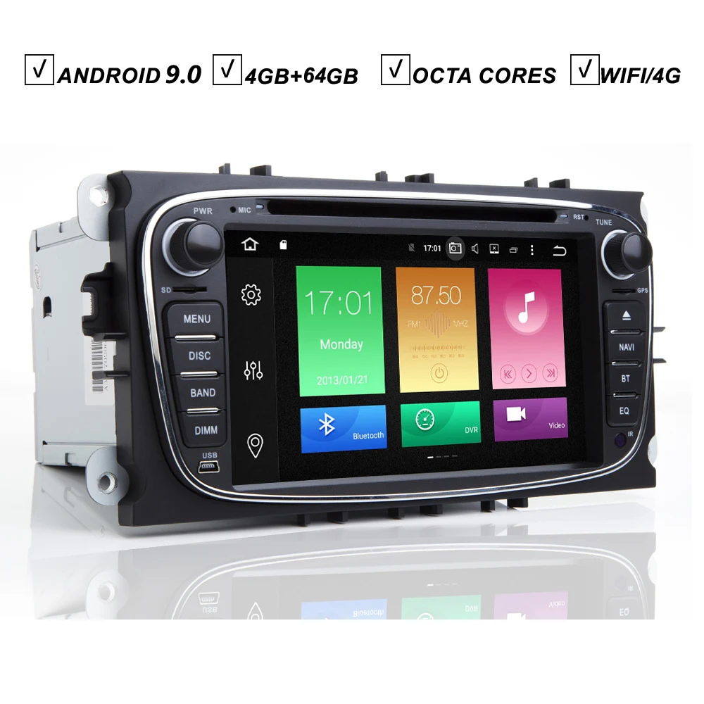 Автомобильный dvd плеер Android 9 0 GPS для Ford Mondeo Focus C max Galaxy Octa 8 Core 4 Гб ОЗУ 64 ПЗУ Радио BT DAB