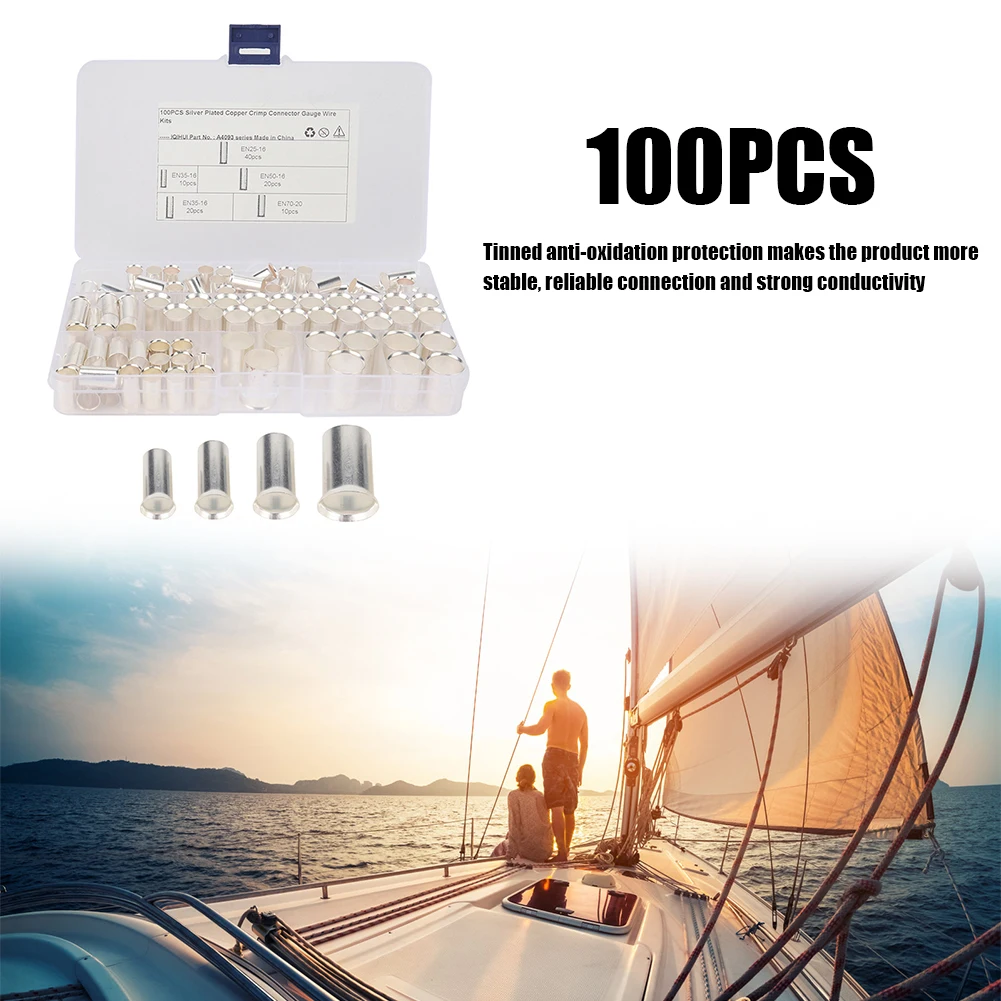 100 шт. неизолированные зажимы контактный шнур Концевая трубка в форме фенилда