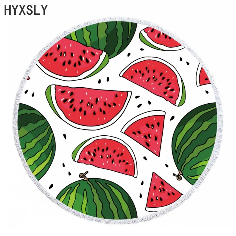 

Watermelon Fruits Round Beach Towel Thick Shower Bath Towels Microfiber Summer Swim Circle Yoga Mat Blanket 150cm With Tassels