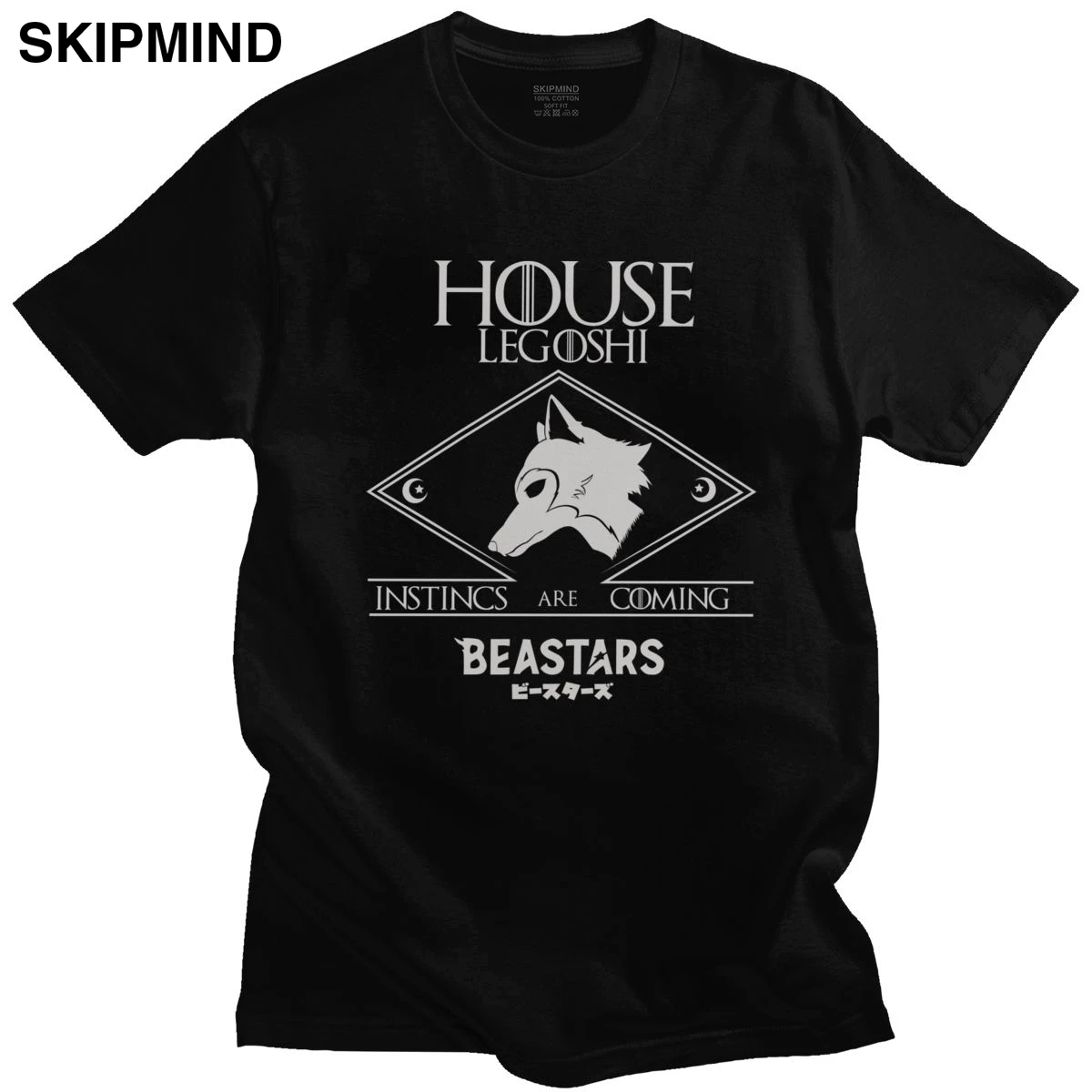 

Beastars Tshirts Men Soft Cotton Animal Wolf Anime Furry Manga Legoshi Tee Tops Round Neck Short Sleeve Printed T shirt Clothing