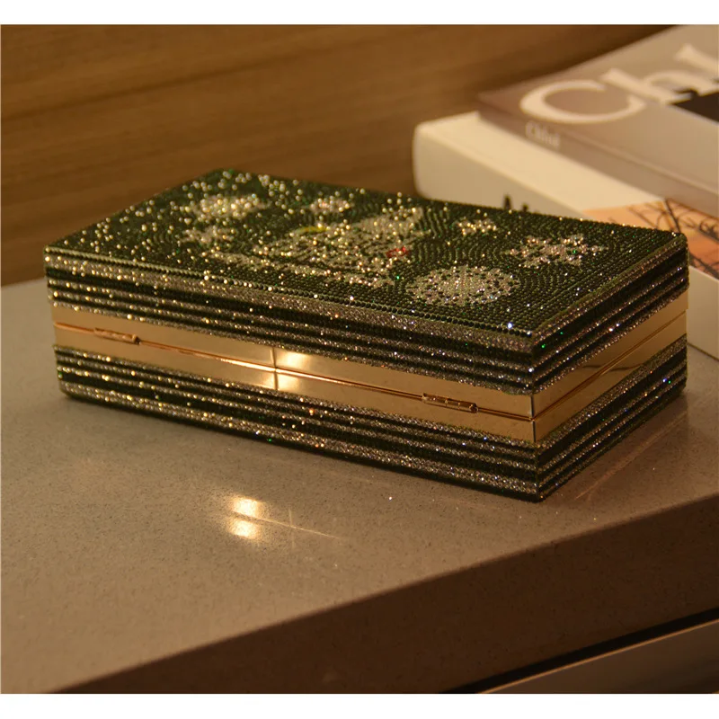 

Trend Christmas Tree Rhinestone Small Square Bag Evening Party Bag Diamond-studded Clutch Messenger Shoulder Evening Party Bag