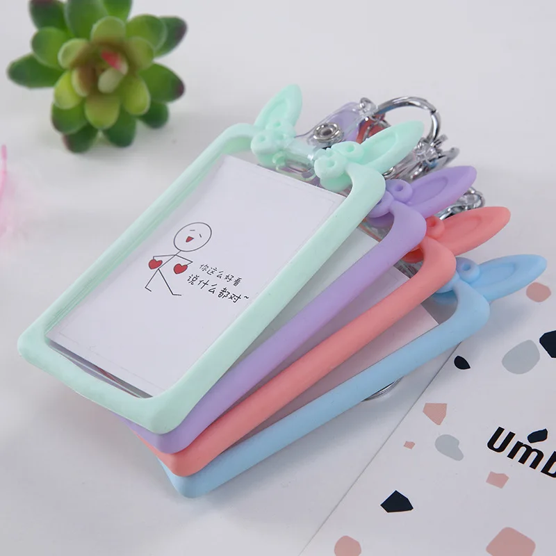 Креативный мультфильм имя Кредитная бейдж карта силиконовый кролик держатель