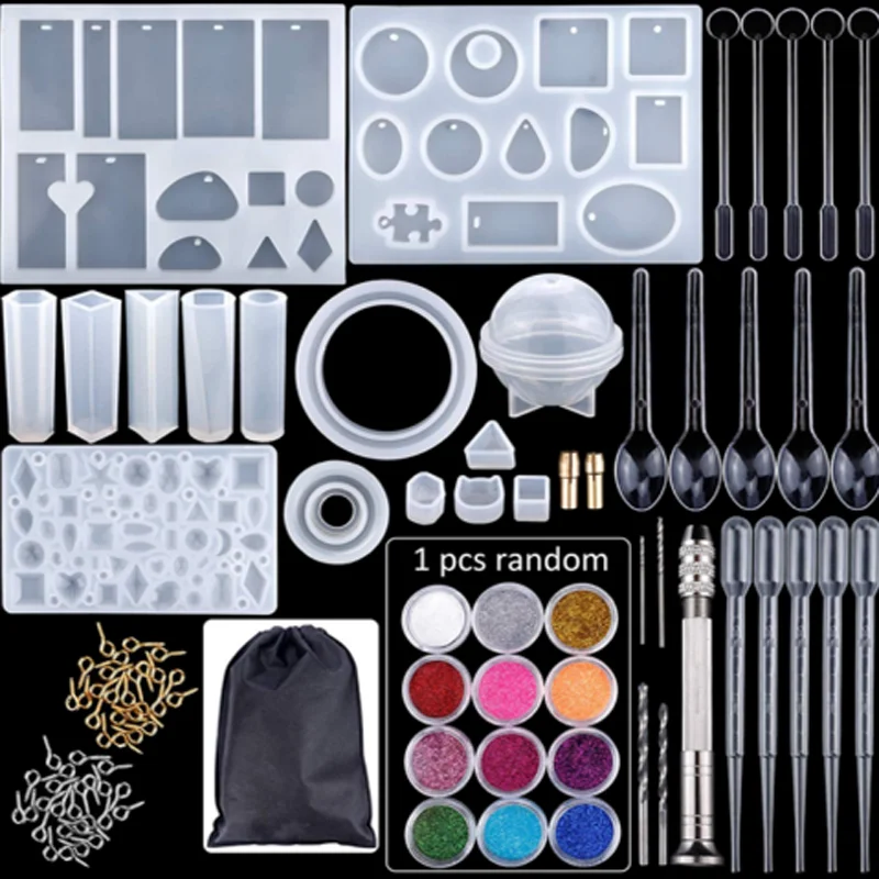 

83Pcs Silicone Casting Molds and Tools Jewelry Pendant Resin Mould With Bag DIY Epoxy Casting Molds Resin Casting Molds