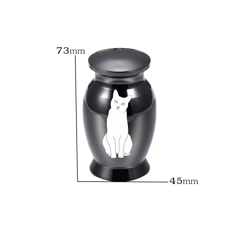 

IJU027 Black Color Stainless Steel Lovely Cat Cremation Urn for Pets Ashes Loss of Pet Cat Cremation Mini Urn Jars